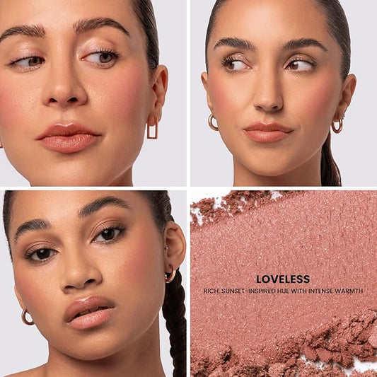 Phase Zero Makeup Powder Blusher - "Loveless" - 4g / 0.141 oz - Full Coverage, Natural Blush - Soft, Buildable Pink, Coral, Peach & Golden Hues - Matte & Shimmering Shades Gives Cheeks a Radiant Glow