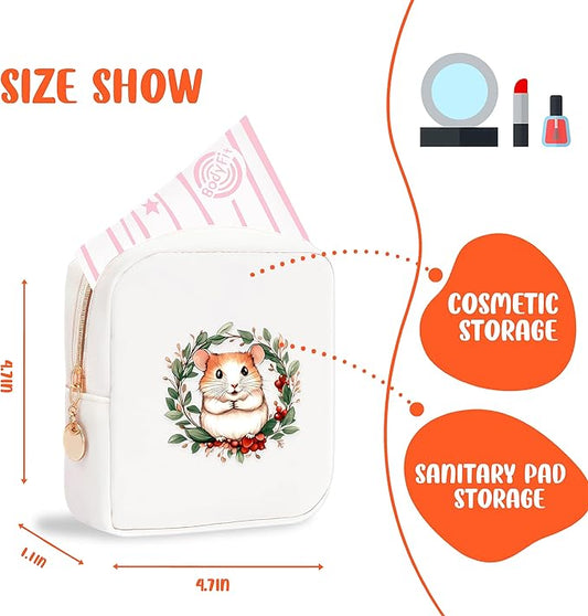 Hamster Mini Makeup Bag, Hamster Gift For Women Girls, Cute Portable Zipper Pouch Cosmetic Bag For Teen Girls Kids, Small Storage Bag For Sanitary Pad, Period napkin bag!