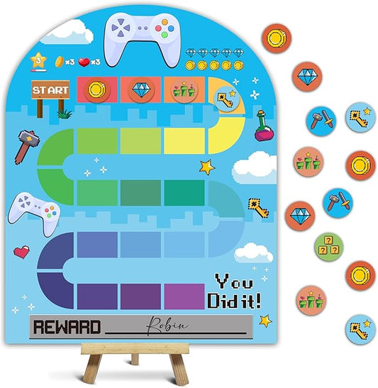 Gaming Theme Wooden Reward Chart, Behavior Reward Charts, Incentive Responsibility Chart for Boys Kids Toddlers Chore Homework Good Habits Assignments Attendance, 02