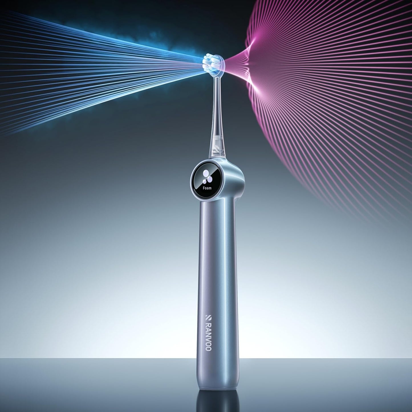 RANVOO AirJet II [Upgraded Jet Clean] Sonic Electric Toothbrush, 100% Plaque Removal, White for Adult Protect Gum Orthodontic Teeth Clean Rechargeable Gift with 3 Pro Brush Heads, Light Blue