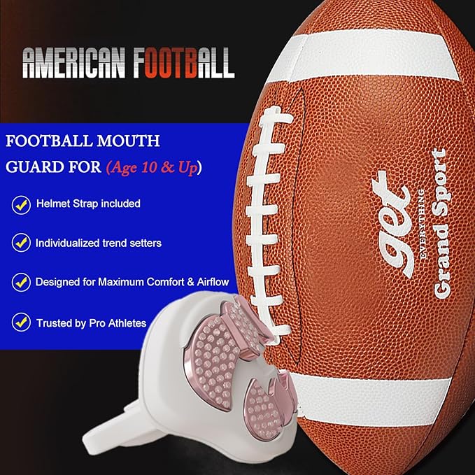 LeCool Football Mouth Guard with Connected Strap- 3D Beast Chrome Adult and Youth Mouth Guard-Mouth Piece for Sports for Maximum Air Flow and Teeth Protection