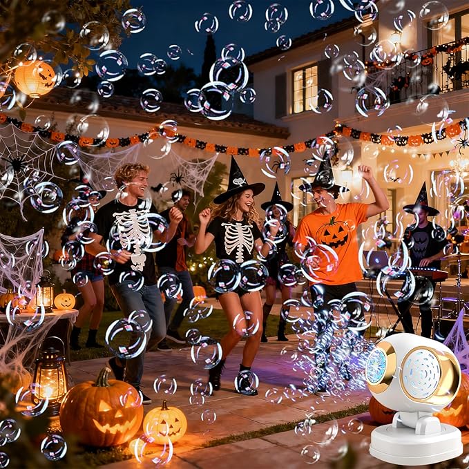 Bubble Machine, Automatic Bubble Machine for Kids Parties Toddlers, Bubble Blower Machine Bubble Maker Battery Operated, Great for Wedding Birthday - Christmas Outdoor Bubble Toy, White