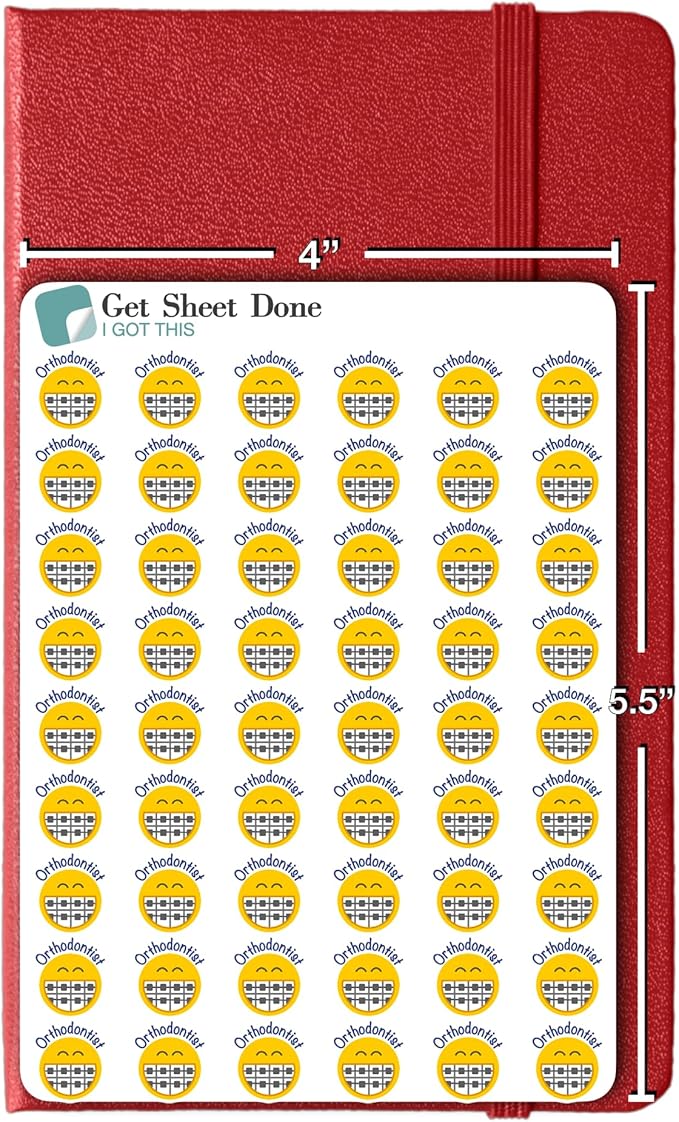 Orthodontist Planner Stickers – 54 Vinyl Labels for Braces Checkups, Dentist Appointments, Health Scheduling, Wellness Tracking, Functional Productivity Bullet Journaling Layouts