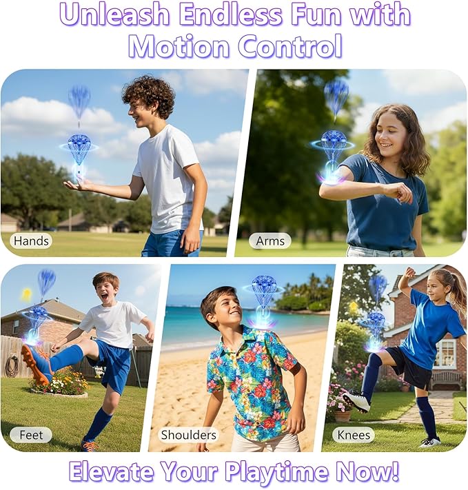 Tikduck 2025 Flying Bouncing Ball Toy - USB Rechargeable, Hand-Controlled with 3D Flips & Multi-Player Fun - Interactive Orb Toy for Kids, Teens & Adults - Indoor & Outdoor Play (Blue)