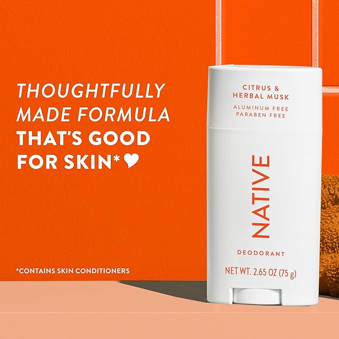 Native Deodorant | Natural Deodorant for Men, Aluminum Free with Baking Soda, Probiotics, Coconut Oil and Shea Butter | Citrus & Herbal Musk