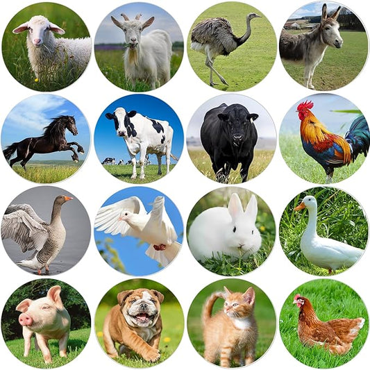 Farm Animal Stickers Roll for Kids 1.5 Inch 600Pcs Round Farm Animals Label Stickers for Boys Girls Birthday Party Favors Gifts Decoration Teachers Student Classroom Reward