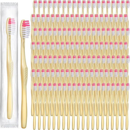 Tessco 1000 Pcs Disposable Toothbrushes Bulk Individually Wrapped Manual Soft Bristle Travel Toothbrushes Single Use Toothbrush for Homeless Hotel Toiletries Camping Office(Yellow)
