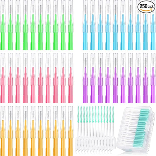 Zopeal 250 Pieces Braces Flossers Interdental Brush for Cleaner Tooth Toothpick Dental Teeth Flossing Picks Head Oral Dental Hygiene Cleaning Tool Soft Cleaners(Fresh Color)