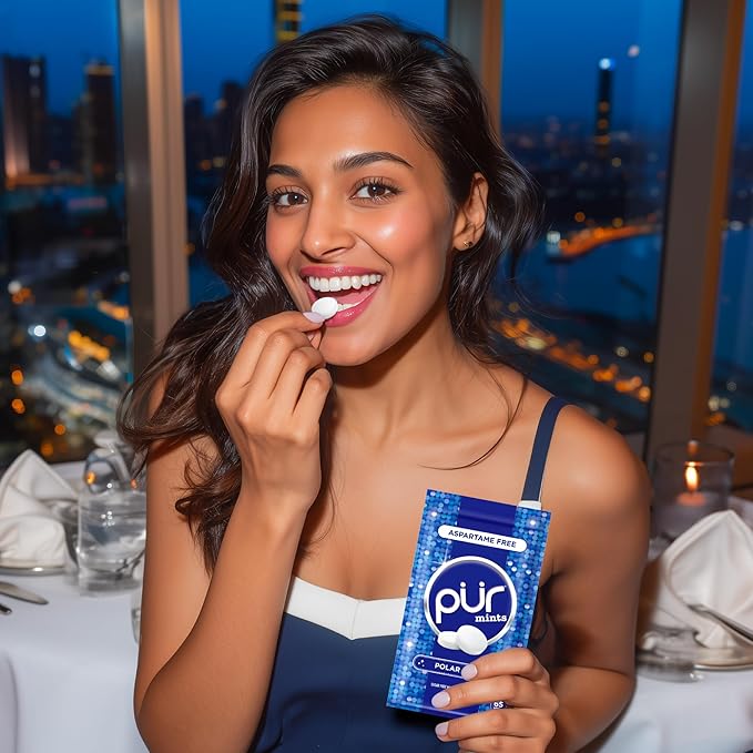 PUR Mints | Aspartame Free Breath Mints | Made with Xylitol | Sugar Free, Vegan, Gluten Free | Natural Polar Mint Flavor | 65 Pieces in Re-Sealable pouch (Pack of 3)