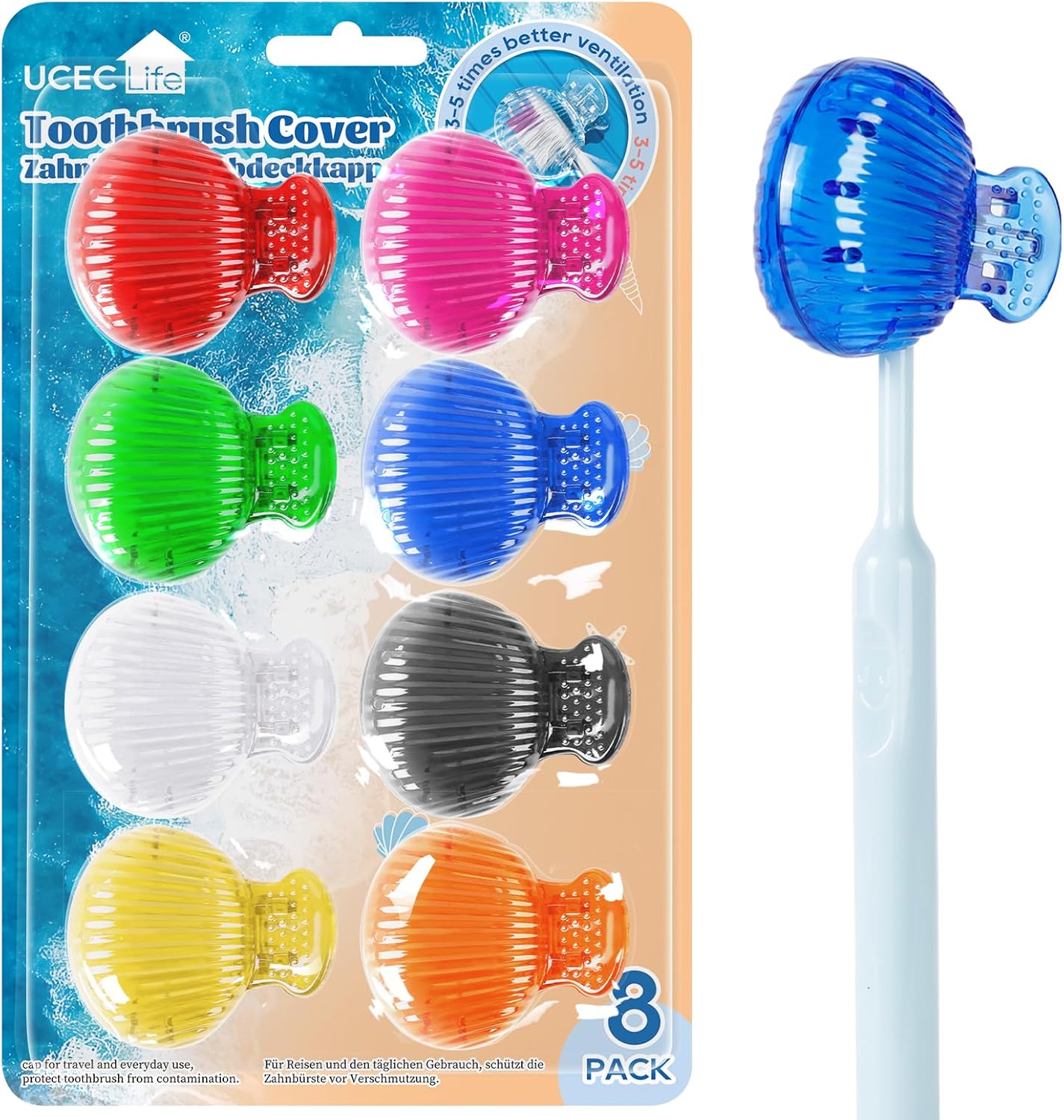 UCEC Toothbrush Caps, Toddler Electric Toothbrush Cover for Travel, Camping, Bathroom, School, Business - 8 Pack