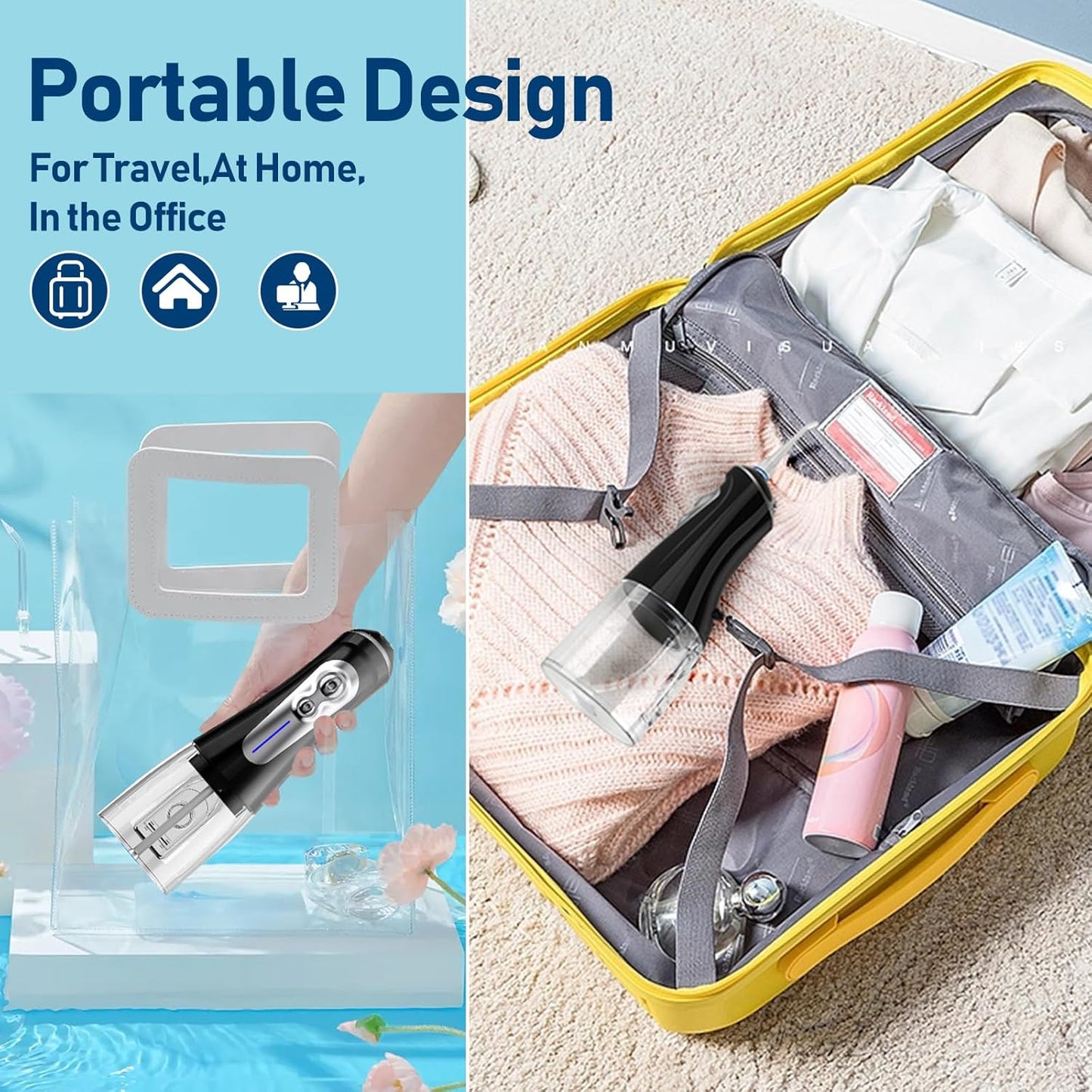 NBGRLVS Water Dental Flosser for Teeth Pick Cleaning Cordless - 6 Adjustable Modes,320ML Portable & Rechargeable IPX7 Waterproof Powerful Oral Irrigator, Cleaner Picks for Home Travel