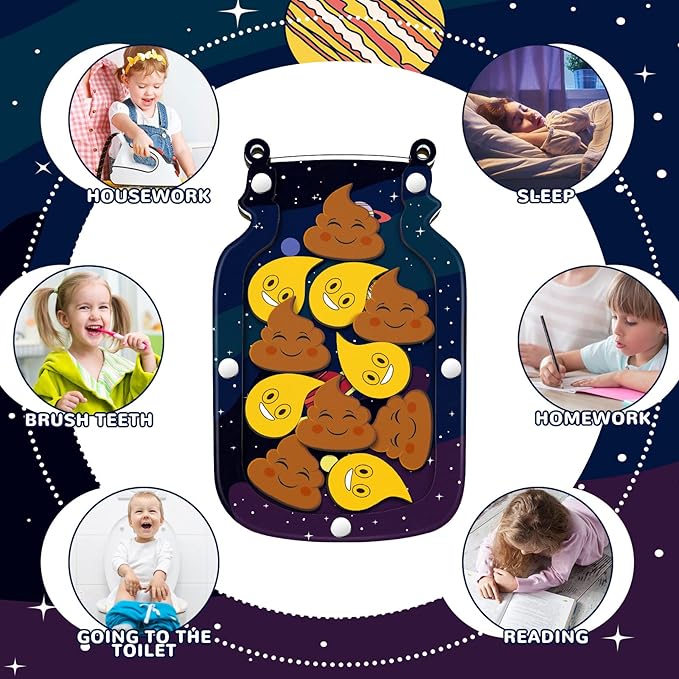 Qunclay Reward Jar for Kids Pot Training Reward Jar Classroom Incentive Good Behavior Responsibility Chart for Christmas Boys Girls Gift(Astronaut Style)