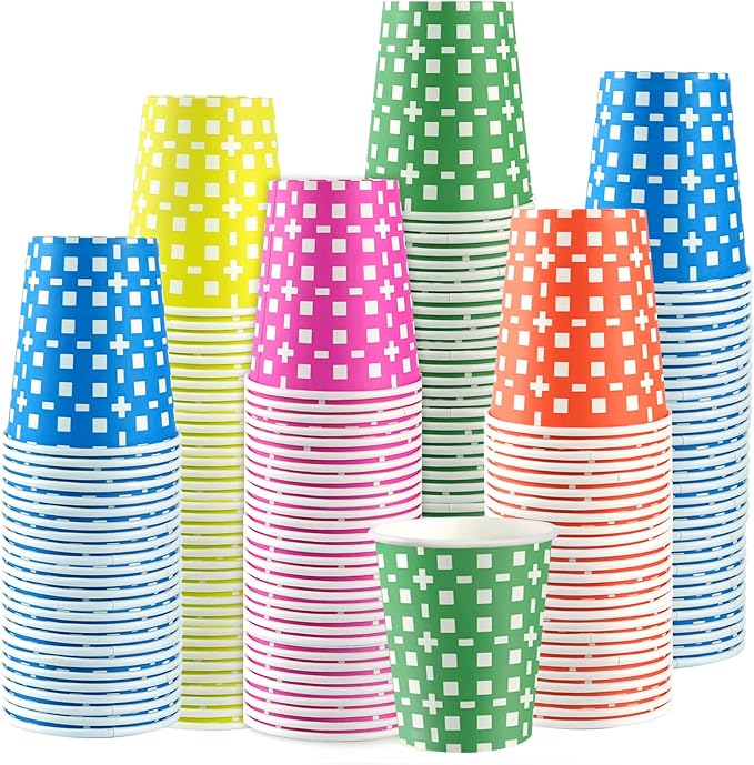 800 Pack 5oz Paper Cups, Multicolor Small Disposable Bathroom Cups Mini for Party, Picnic,Travel and Event, BBQ, 5 Colors