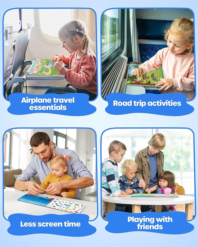 D-FantiX Animal Sticker Books for Toddlers 2-4 Years, Coloring Books for Kids Ages 2-4-6-8, 500+ Kids Stickers, Toddler Toys Road Trip Activities, Gifts for Girls Boys, Christmas Stocking Stuffers