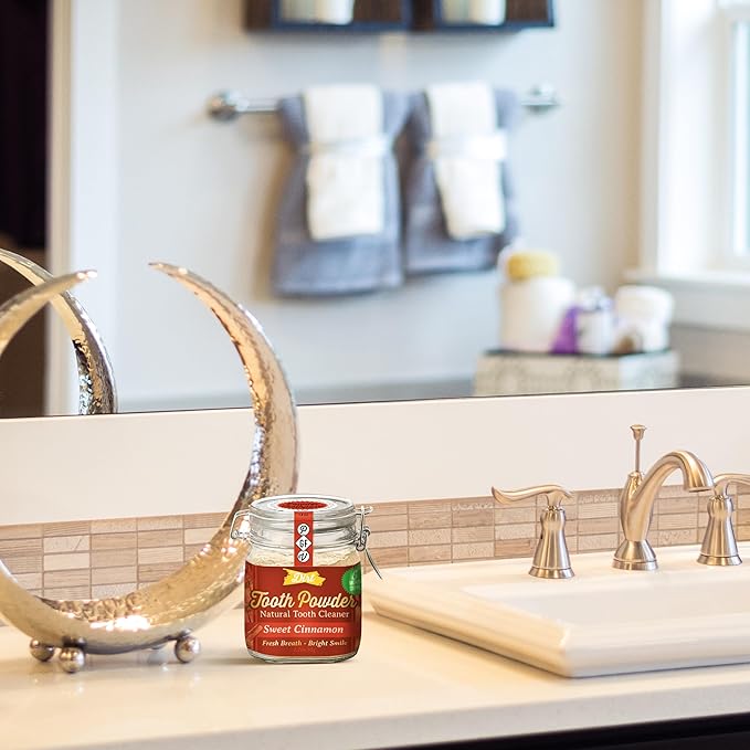 The Dirt - Remineralizing Tooth Powder, Natural Fluoride-Free Teeth Whitening Powder with Hydroxyapatite, Flouride & Gluten Free, Organic Vegan (Sweet Cinnamon, 51g: 6 Month Supply)