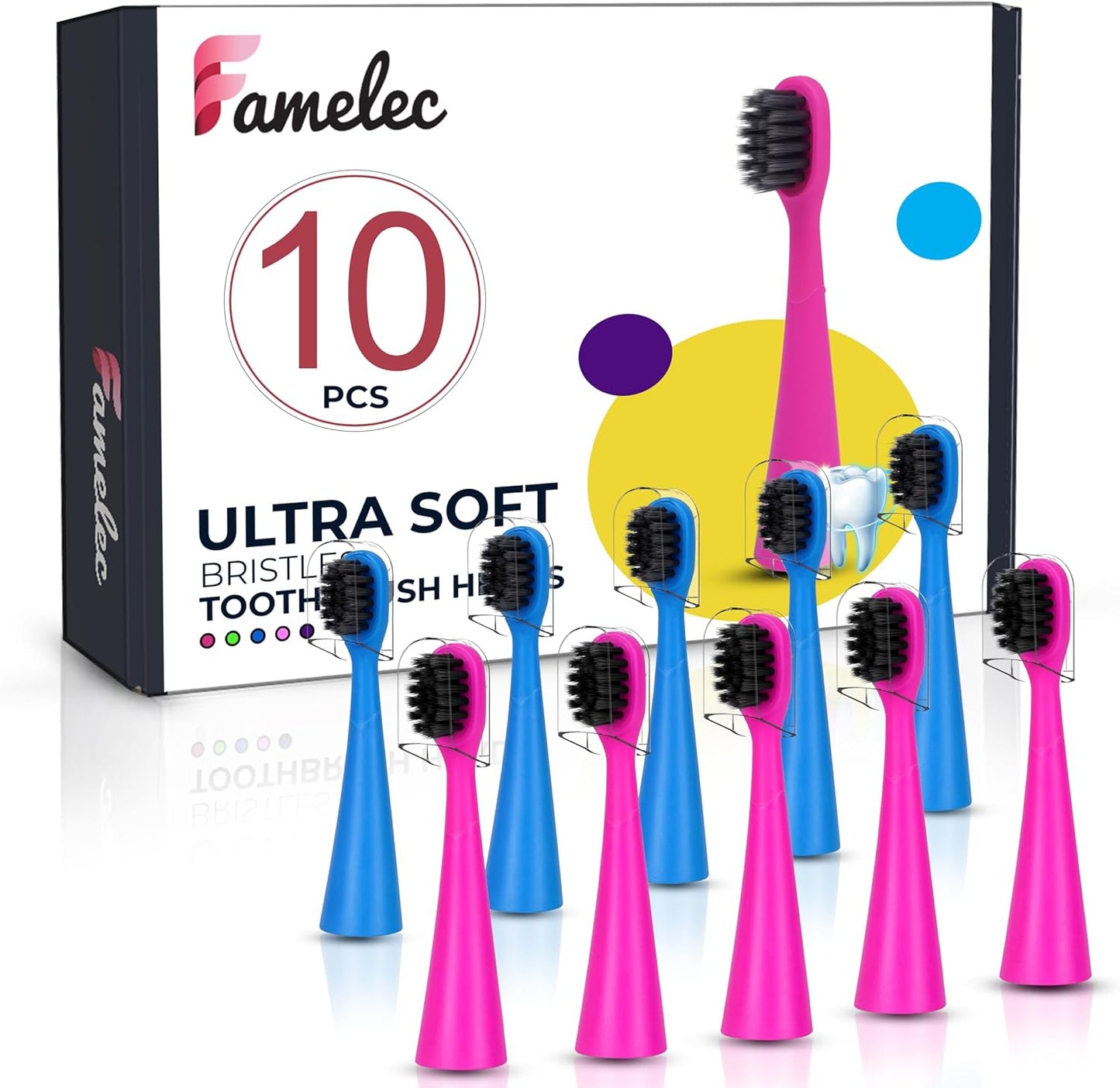 10Pcs for Burst Kids Replacement Heads, Perfect Fit for Burst Toothbrush Heads Kids, Ultra Soft Bristles for Deep Clean, Perfect for Toothbrush Heads (Pink and Blue)