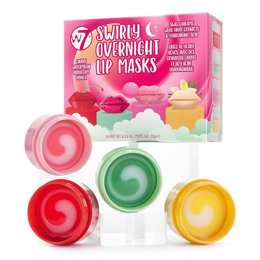 W7 Sweet Dreams Overnight Lip Mask Gift Set - Cherry, Watermelon, Bubblegum & Vanilla - Mini Lip Treatments - Stocking Stuffer