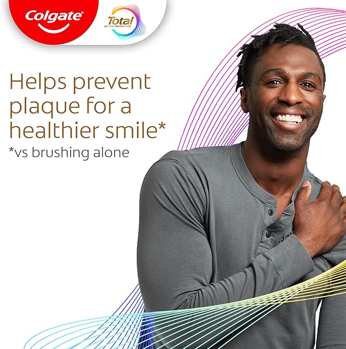 Colgate Total Alcohol Free Mouthwash, Non Burning Peppermint for Bad Breath, Helps Prevent Gingivitis and Plaque, No-Alcohol Mouthwash, Peppermint, 1.0 L