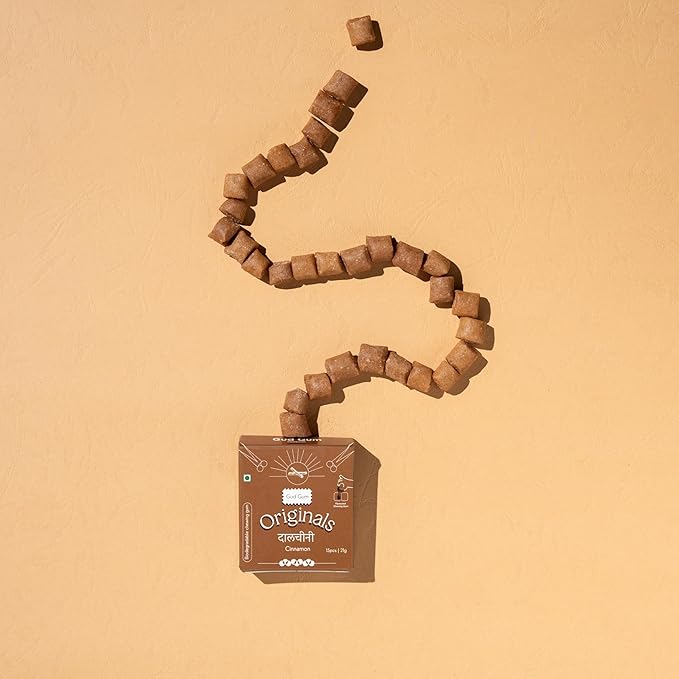 Gud Gum- Natural, Plastic Free Chewing Gum- Clove, Cardamom, Fennel, Cinnamon- 21g x 4 - Mini Pack of 4- No added artificial colours, flavours & sweeteners (Pack of 4, Cinnamon)