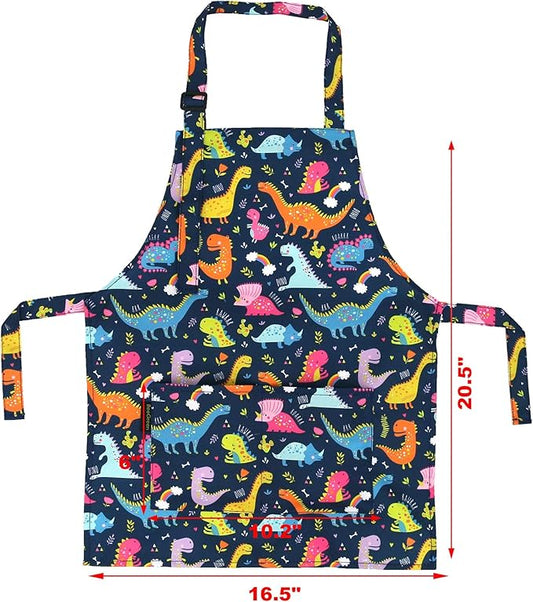 BeeGreen Kids Cooking Aprons w Adjustable Strap Kitchen Aprons w Front Pocket for Kids Toddler Painting Baking Artist