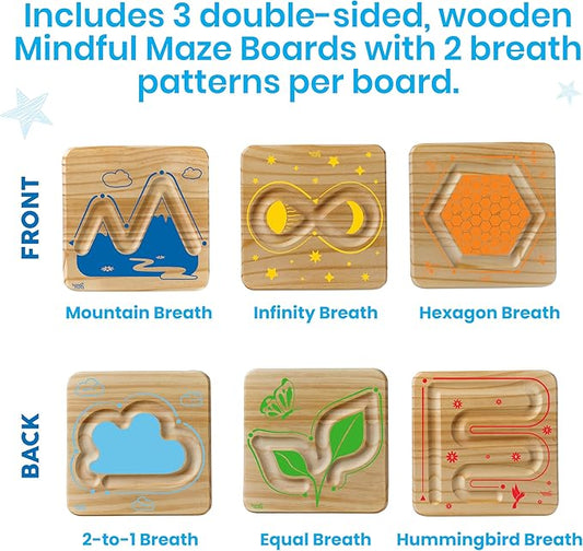 hand2mind Wooden Mindful Maze Set, Tactile Sensory Toys for Toddlers, Calm Down Corner Supplies, Mindfulness for Kids, Occupational Therapy Toys, Quiet Fidgets for Classroom, for Kids
