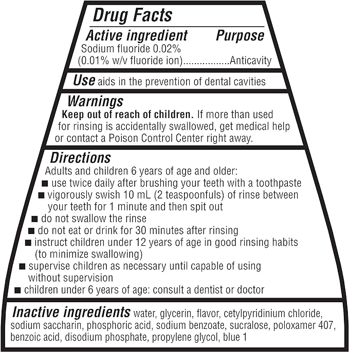 Amazon Basics Fluoride Mouthwash for Adults, Anticavity, Alcohol Free - Refreshing Mint Flavor, 1 Liter, 1-Pack