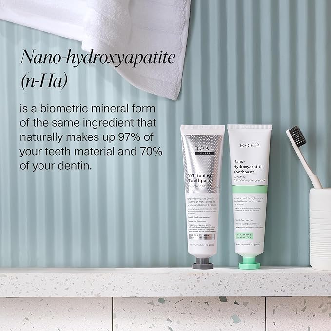 Boka Fluoride Free Whitening* Toothpaste and Boka Teeth Whitening Powder, Nano Hydroxyapatite, Appropriate for Sensitive Teeth, for Adults Oral Care