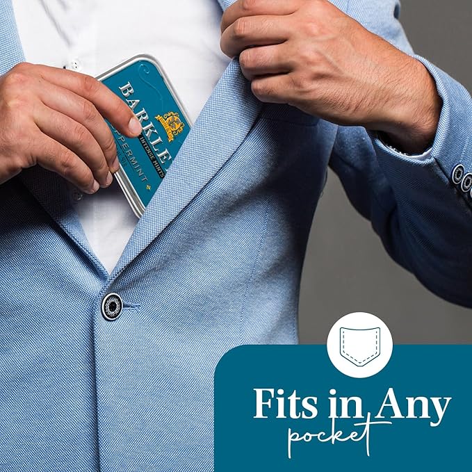 Barkleys Peppermint Breath Mints - Breath Mint, Mints Travel Size, After Dinner Mints, Peppermints Breath Freshener, Peppermint Candy in Reusable Classic Travel Tin, Vegan, 1 Pack - 50 Count Each