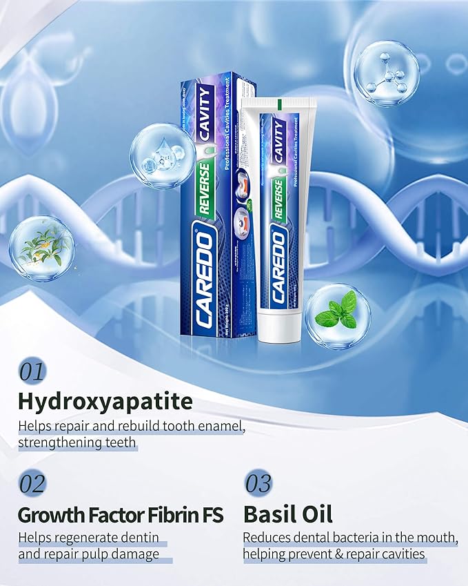 Cavity Reversal Hydroxyapatite Toothpaste for Adults, Cavity Tooth Filler as Home Cavity Repair, Fluoride Free Reverse Cavities Treatment for Tooth Decay Repair, Remineralizing Repair 3.52OZ