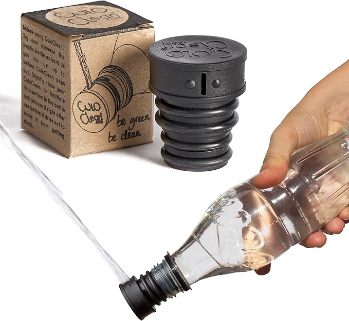 CuloClean Portable Bidet for Toilet, Travel, Hiking or Camping. Compatible with Every Bottle. Ultralight (12g, 0.42 oz). (CuloClean, 1pcs Black)