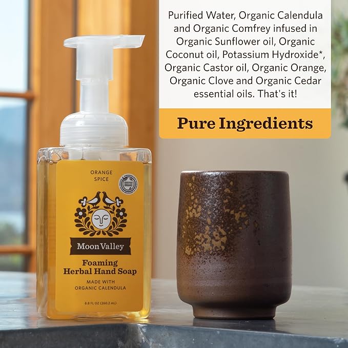 Moon Valley Herbal Foaming Hand Soap, Orange Spice Two Pack, Vegan, Recyclable Bottle