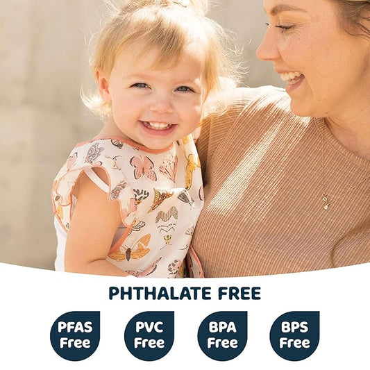 Tiny Twinkle Mess Proof Baby Bib for Girls | Waterproof Toddler Bib for Eating | Baby Apron for Feeding | Machine Washable | Perfect Shower Gift (Flutter, 6–24M)