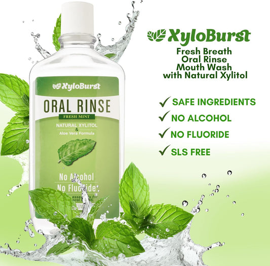 Xyloburst Oral Rinse Mouthwash - Natural Xylitol Mouthwash | Fluoride Free Mouth Wash | Alcohol Free Mouth Wash | Fresh Mint Mouth Rinse | SLS Free