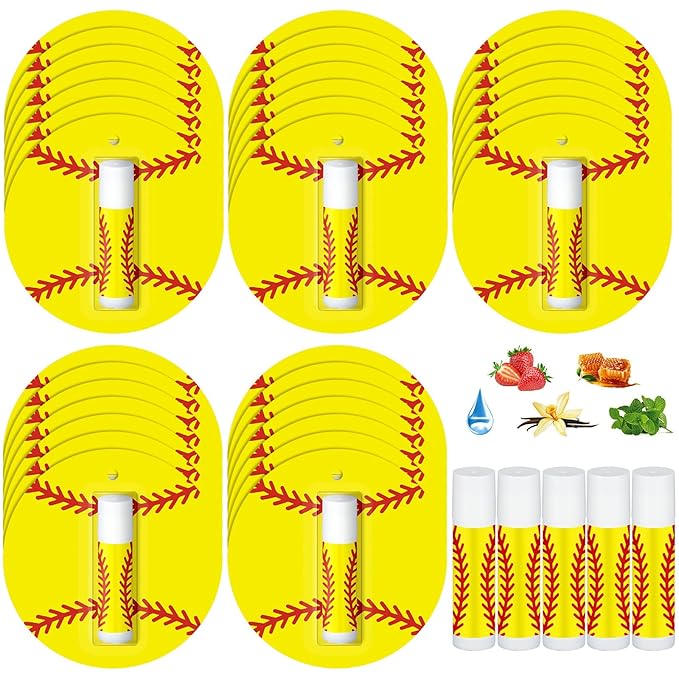 35 Pack Christmas Lip Balm Gifts Bulk Softball Natural Moisturizing Lipstick Set Christmas Gifts Softball Party Favors Sports Gift for Team Teen Adults Birthday Party Game Supplies Decorations