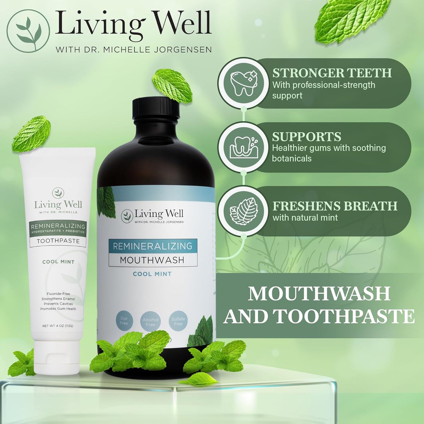 Natural Oral Care Bundle – Remineralizing Toothpaste + Alcohol-Free Mouthwash | Hydroxyapatite + Colloidal Silver | Fluoride-Free, Dentist-Developed | Supports Enamel, Gum Health & Oral Microbiome | M