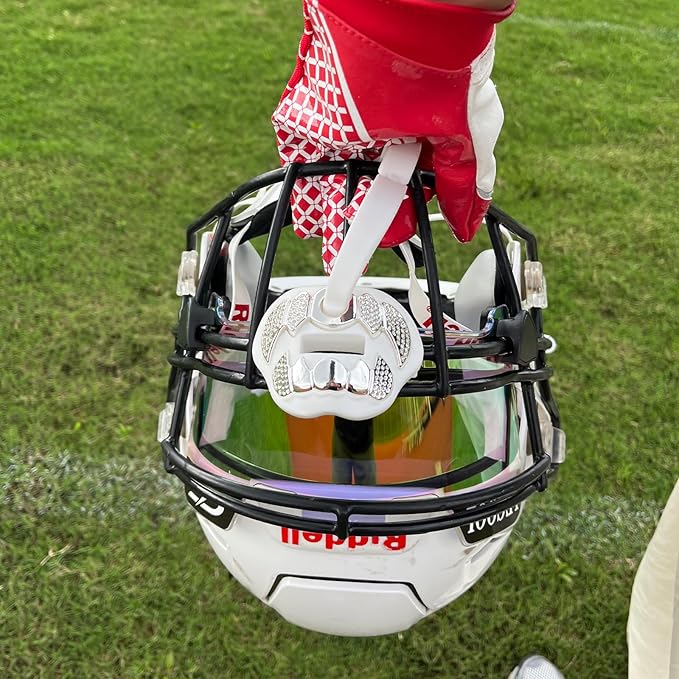 LeCool Football Mouth Guard with Connected Strap- 3D Beast Chrome Adult and Youth Mouth Guard-Mouth Piece for Sports for Maximum Air Flow and Teeth Protection