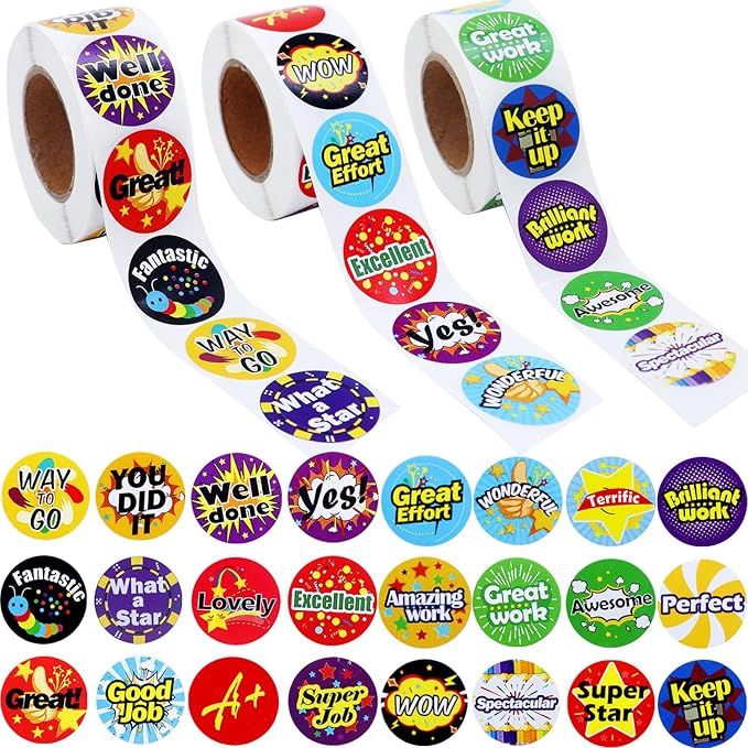 1500Pcs Stickers for Kids Classroom, 24 Design Styles Teacher Students Reward Stickers for School Classroom Supplies