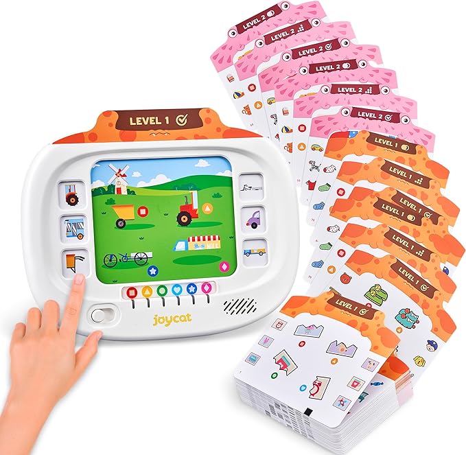 JoyCat Kids Logic Games Learning Tablet:160 Pages Flash Cards-Judgement, Matching, Ordering- Interactive Logic Training, STEM Montessori Educational Toy, Gifts for Kids 3-8
