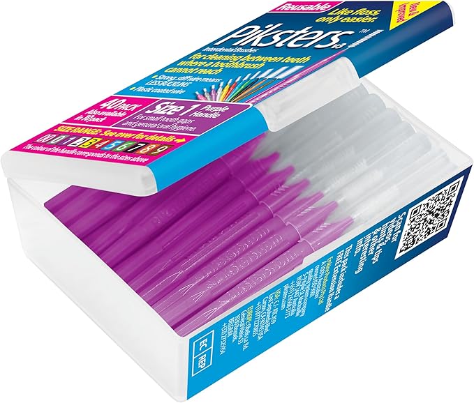Piksters Interdental Brushes, 40 pk, Size 1, Interdental Tooth Brush for Tight Gaps, Gum Soft Bristles for Plaque Removal, Safe for Braces