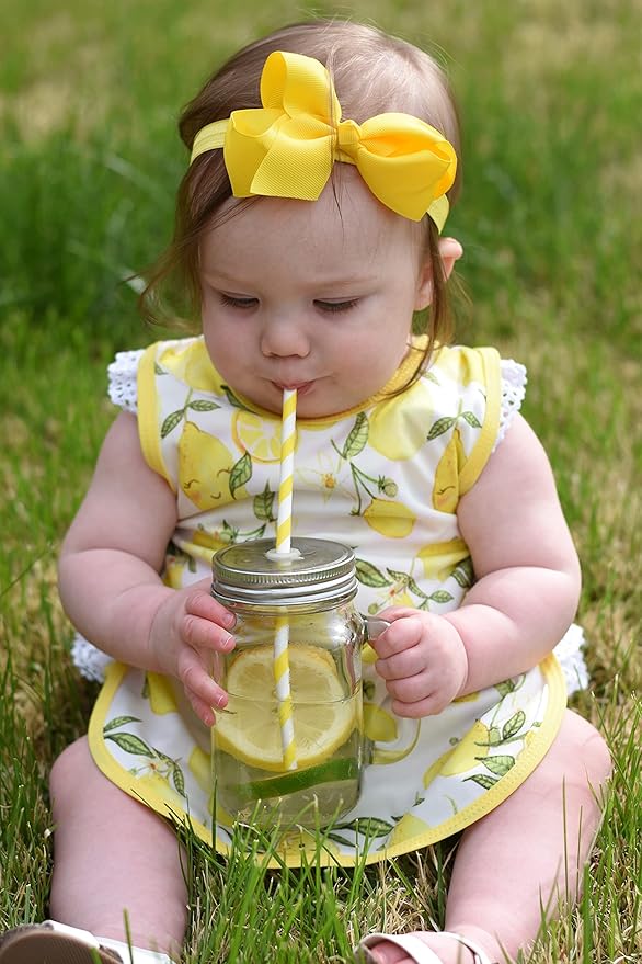 BapronBaby Fresh Lemon Bapron - No Neck Tie Safer Bib for Baby & Toddler - Soft Waterproof Stain Resistant - Machine Washable - Sz Preschool 3-5yrs