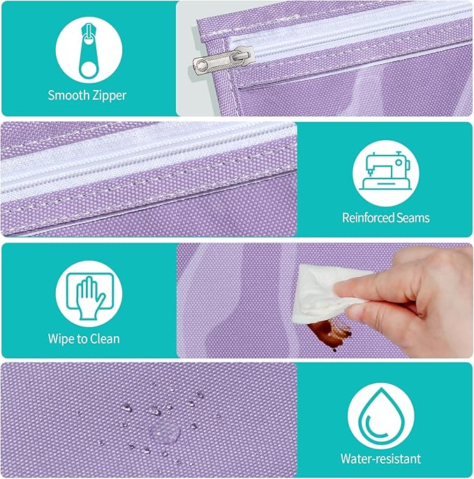 TSA Approved Toiletry Bag, Set of 3 Clear Travel Toiletry Bag Quart Size Zipper Travel Pouch, Waterproof Makeup Cosmetic Bag for Women Men Kids Toiletries Carry on, Purple Large