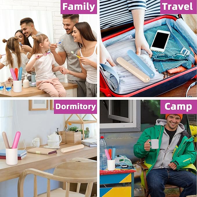 6 Pack Travel Toothbrush Case, Breathable Portable Toothbrush Holder, Plastic Toothbrush Cover Container for Traveling, Bathroom, School, Home, Business, Camping