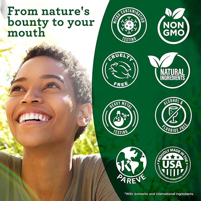 GuruNanda Starter Pulling Oil Mouthwash for Natural Teeth Whitening, Coconut and Peppermint Oil for Fresh Breath & Happy Gums, with Toothbrush & Tongue Scraper, Alcohol-Free, 8 Oz