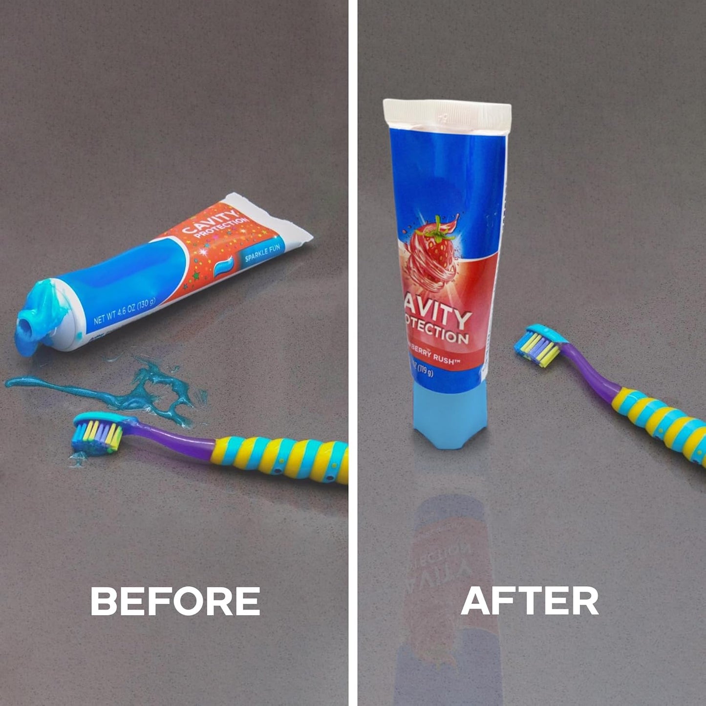 Chrome Cherry SqueezMe Self-Closing Toothpaste Caps, Silicone Lid for Kids & Adults, No Mess Toothpaste Dispenser, Self-Standing Easy Squeezer Cap, Bathroom Accessory, Self-Standing Blue, Pack of 1