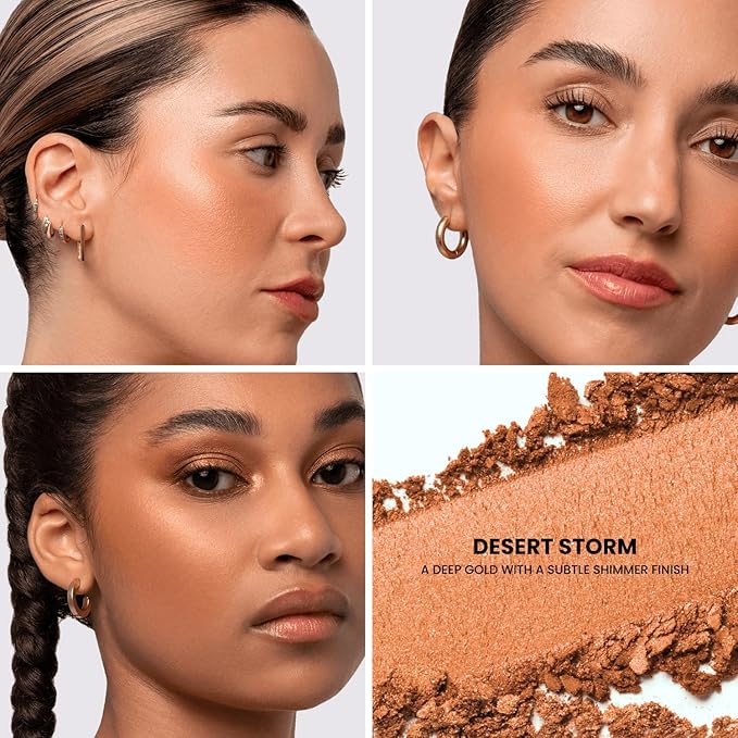 Phase Zero Makeup Powder Blusher - "Desert Storm" - 4g / 0.141 oz - Full Coverage, Natural Blush - Soft, Buildable Pink, Coral, Peach & Golden Hues