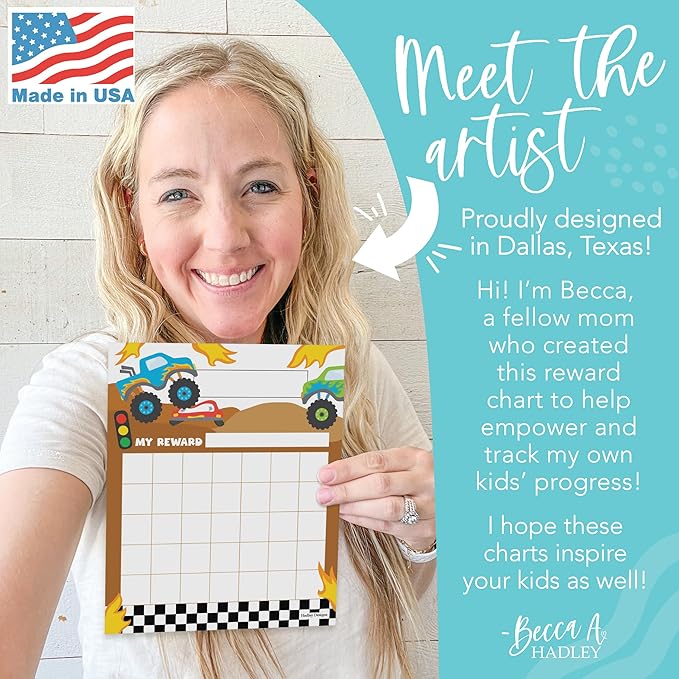 Sticker Chart for Kids Behavior at Home & Classroom - 25 Reward Chart for Kids Incentives, Gold Star Sticker Sheets, Monster Truck Incentive Charts for Classroom Must Haves