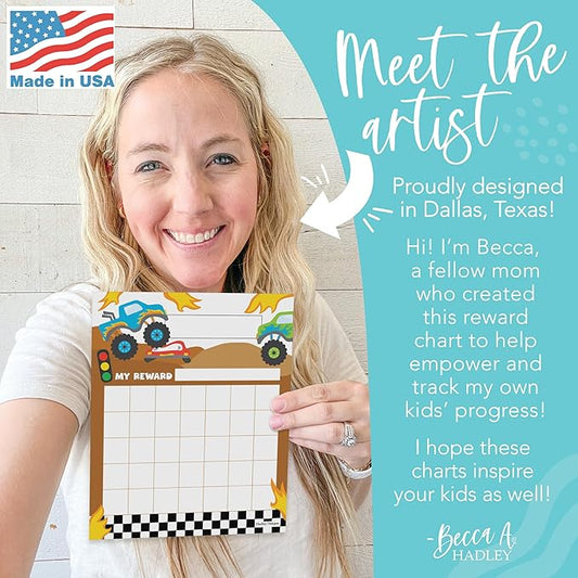 Sticker Chart for Kids Behavior at Home & Classroom - 25 Reward Chart for Kids Incentives, Gold Star Sticker Sheets, Monster Truck Incentive Charts for Classroom Must Haves