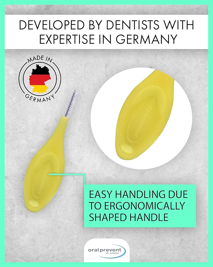 Smart Grip Interdental Brushes 0.50 mm – Yellow – ISO 2 – Deep Cleaning Between Teeth – Ultra-Fine Dental Picks – 24 Pack