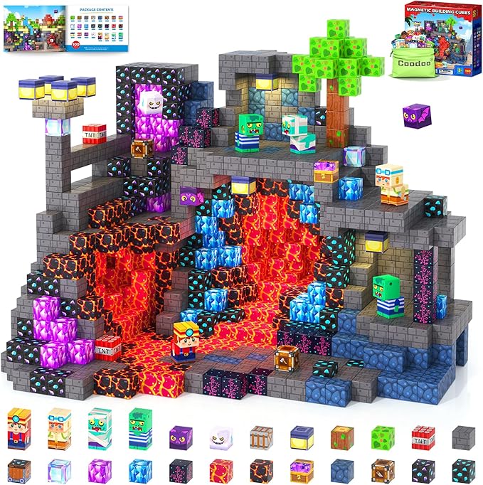 Coodoo Magnetic Blocks Mine Magnet World Kids Toys, Magnetic Building Blocks STEM Outdoor Toys for 3-5 5-7 4-8 Years Old Boys & Girls, Sensory Kids Games and Birthday Gifts for Age 3+ Years Old