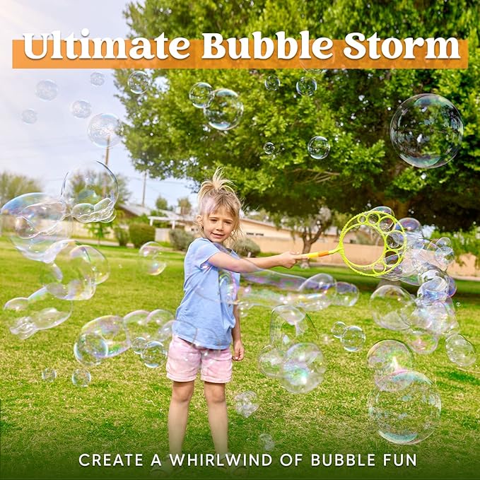 JOYIN Big Bubble Wands Set Bulk for Kids Summer Outdoor Toy Game Activity Party Favors, 18 Pcs Giant Bubble Maker with Tray, 12" Large, 6 Pcs Solution Suitable for All Age People